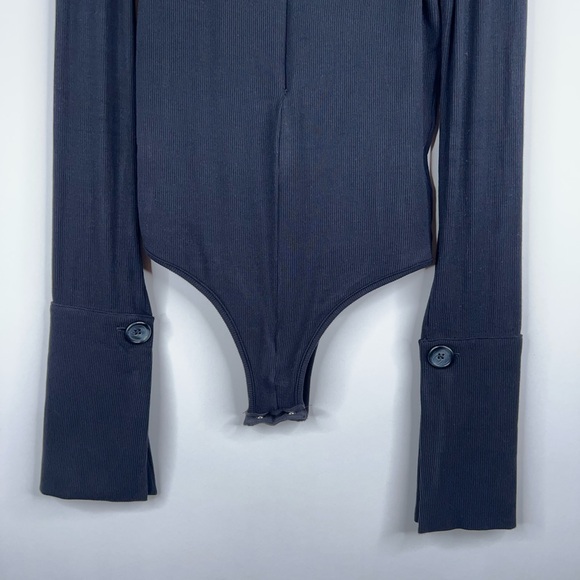 The Line by K Black Kili Bodysuit Long Sleeve Flare Sleeve Zip Front Medium - Picture 4 of 11